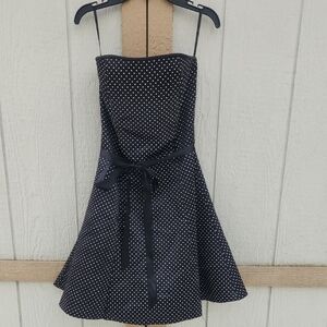 Vintage Y2K Retro Gunne Sax Polka Dot Flare Edgy Dark Party Dance 90s Black Smal